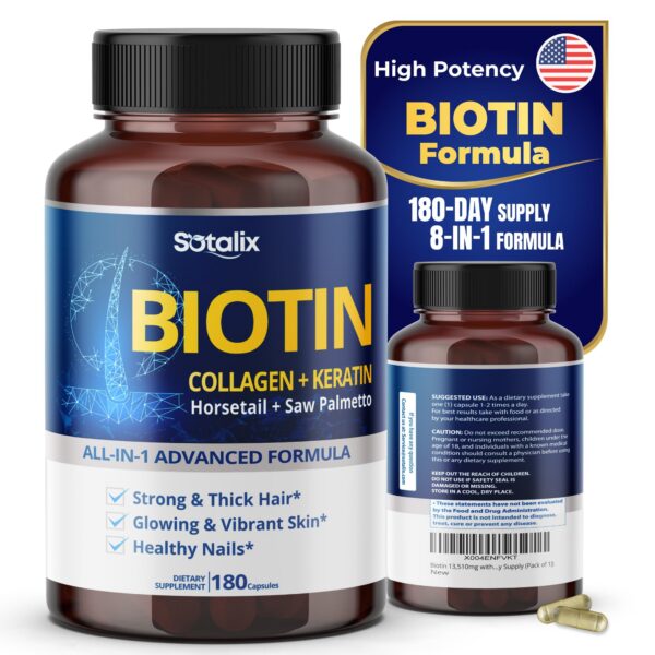Sotalix suplemento biotina con colágeno envase 180 cápsulas
