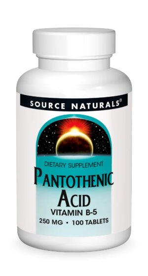 Botella Source Naturals ácido pantoténico vitamina B-5 250 mg 100 tabletas