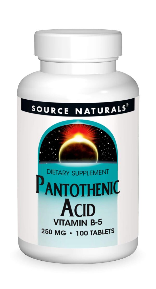 Botella Source Naturals ácido pantoténico vitamina B-5 250 mg 100 tabletas