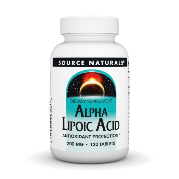 Frente de frasco Source Naturals Alpha Lipoico 200 mg