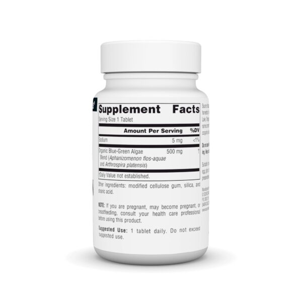 Etiqueta frontal de Source Naturals algas azul-verdes Lago Klamath 500 mg