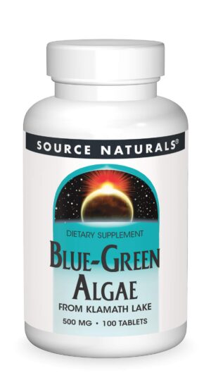 Frasco Source Naturals algas azules y verdes lago Klamath