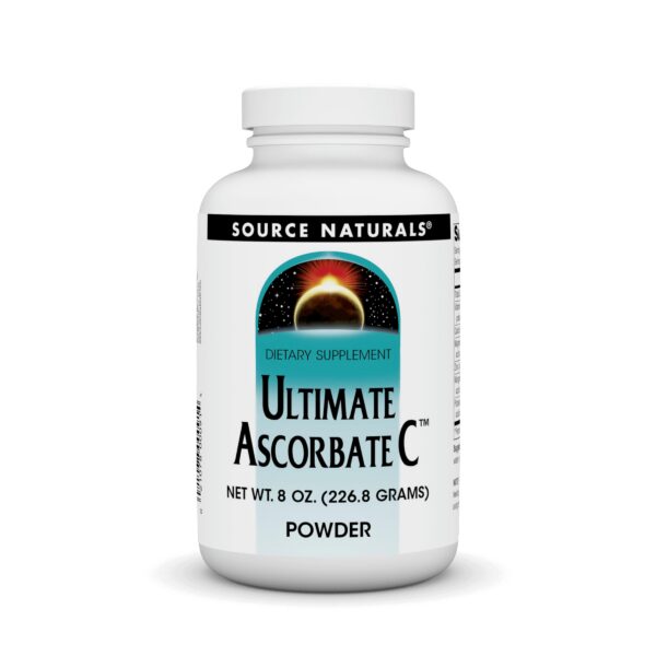 Frasco y etiqueta de Source Naturals Ultimate Ascorbate C Powder