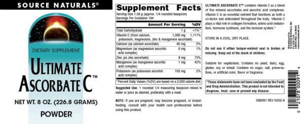 Frasco y lista de ingredientes