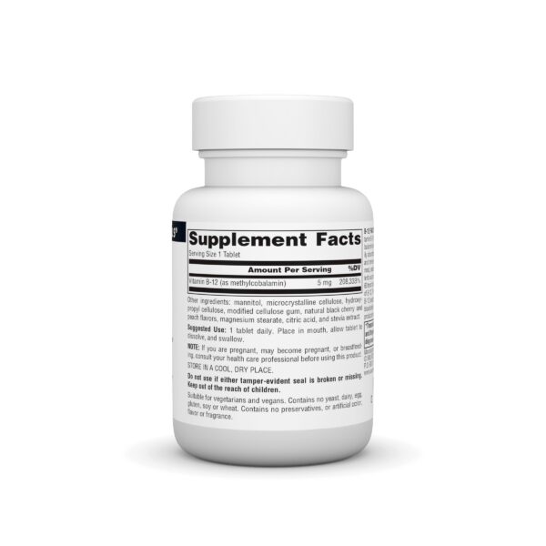 Envase y etiqueta de Source Naturals B-12