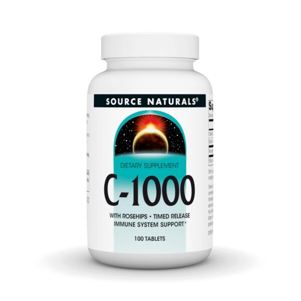Frente de Source Naturals C-1000 con rosa mosqueta