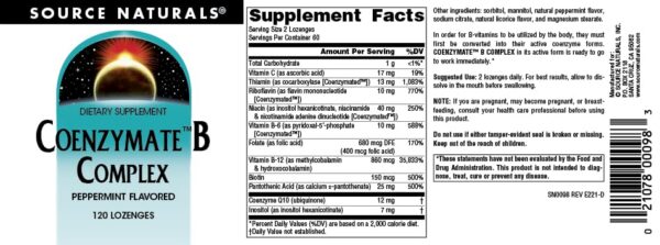 Version 1.0.0 Etiqueta de Coenzymate B Complex