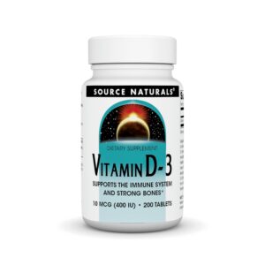 Tabletas Source Naturals D-3 400 UI frontal