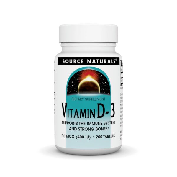 Tabletas Source Naturals D-3 400 UI frontal