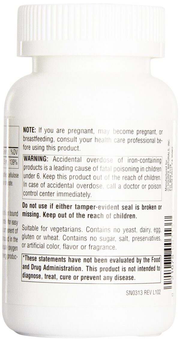 Caja de Source Naturals Hierro Quelato lateral