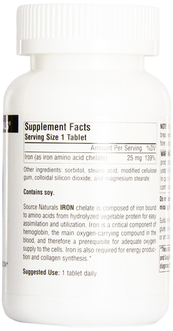 Etiqueta de hierro quelato Source Naturals