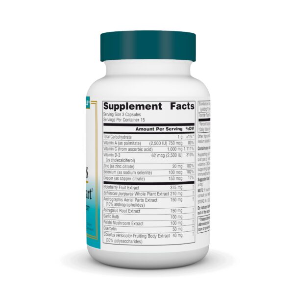 Etiqueta trasera Source Naturals ImmuneSmart con ingredientes y dosis