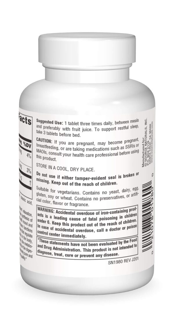 Version 1.0.0 Etiqueta frontal Source Naturals L-Tryptophan