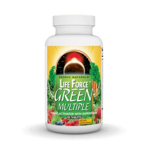 Frente de la etiqueta Source Naturals Life Force Green Multiple