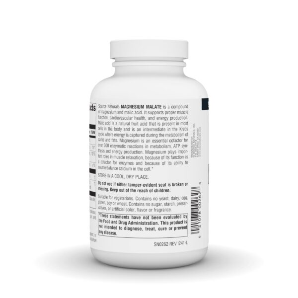 Frasco de magnesio malato con etiqueta