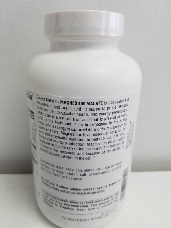 Detalle de etiqueta Source Naturals Magnesio Malato