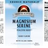 Polvo de magnesio Source Naturals mostrado con vaso