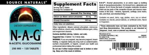 Detalle de tabletas N-A-G en frasco