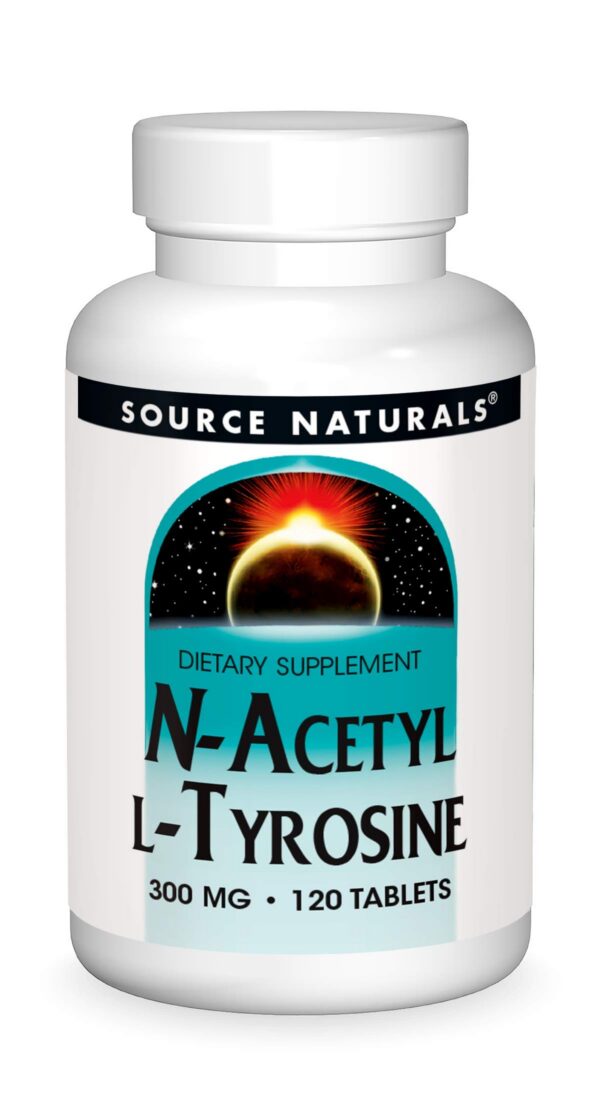 Frente de envase Source Naturals N-Acetyl L-Tyrosine 120 tabletas