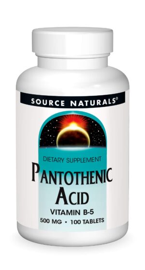Frente del envase Source Naturals Pantothenic Acid 500 mg