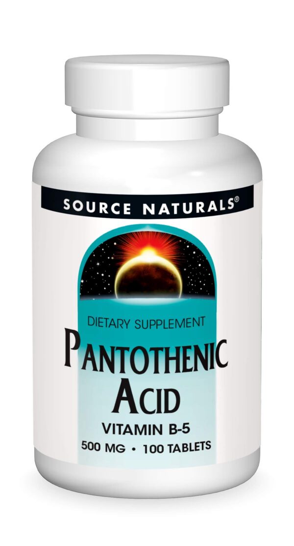Frente del envase Source Naturals Pantothenic Acid 500 mg