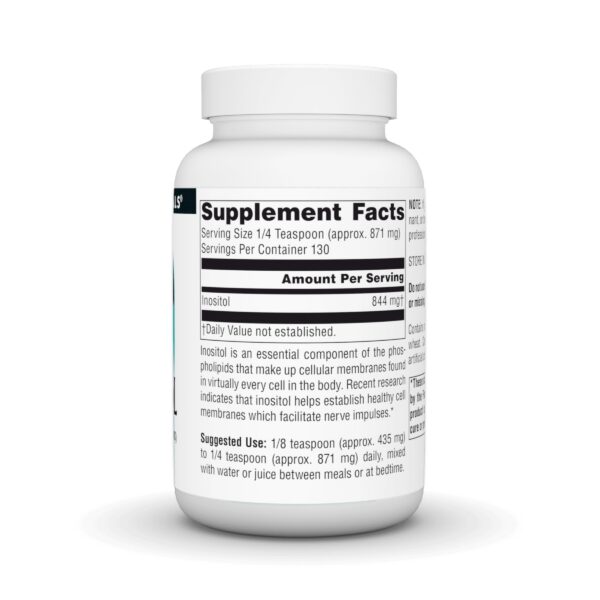 Etiqueta trasera del envase Source Naturals Inositol