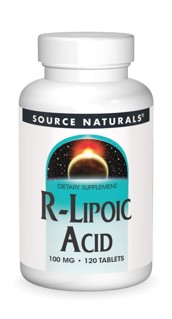 Frente del frasco Source Naturals R-Lipoic Acid 100 mg