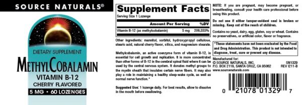 Source Naturals suplemento b12 apoyo función nerviosa