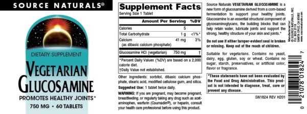 Frasco de Source Naturals glucosamina vegetariana