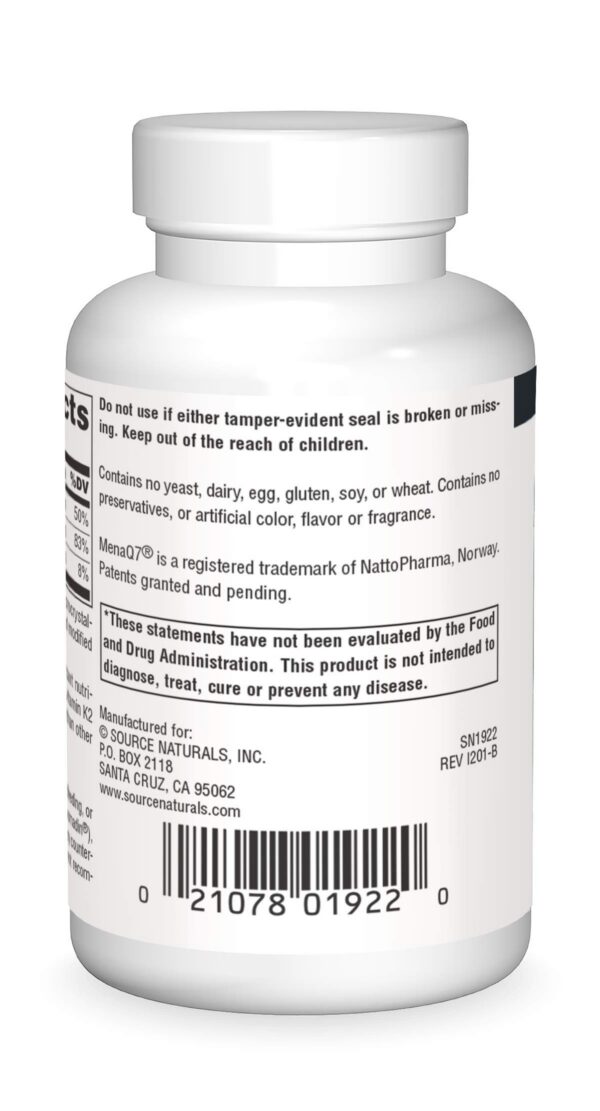 Etiqueta con información de D3 y K2 MK-7