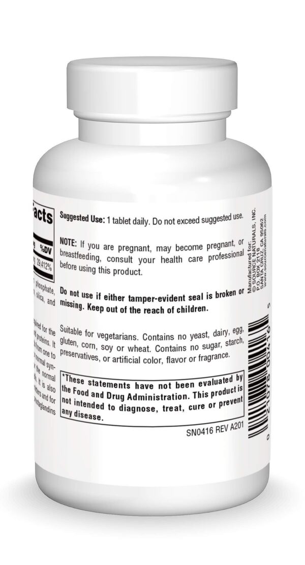 Etiqueta del frasco Source Naturals Vitamina B-6