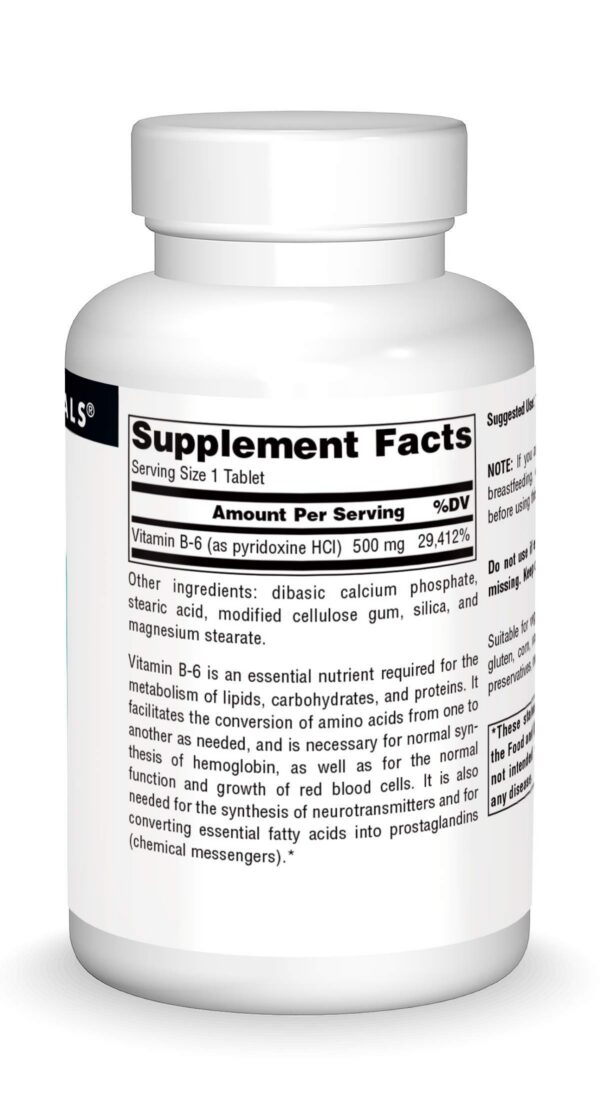 Frasco de vitamina B-6 Source Naturals 500 mg