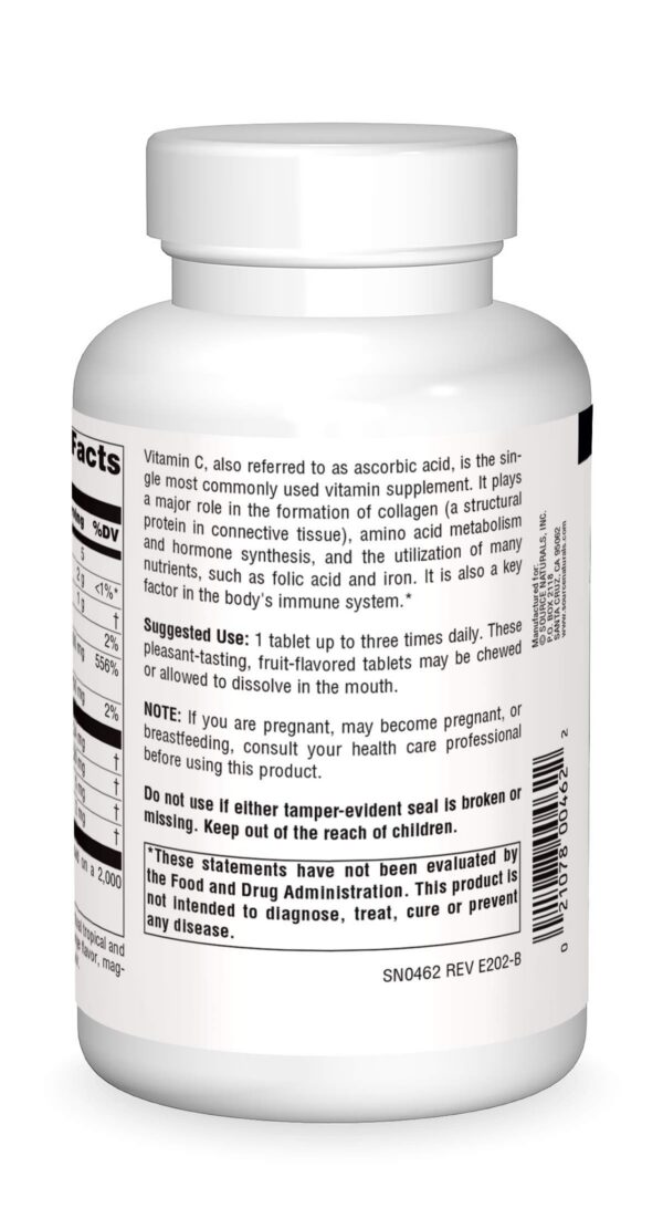 Tabletas sabor a fruta en frasco blanco