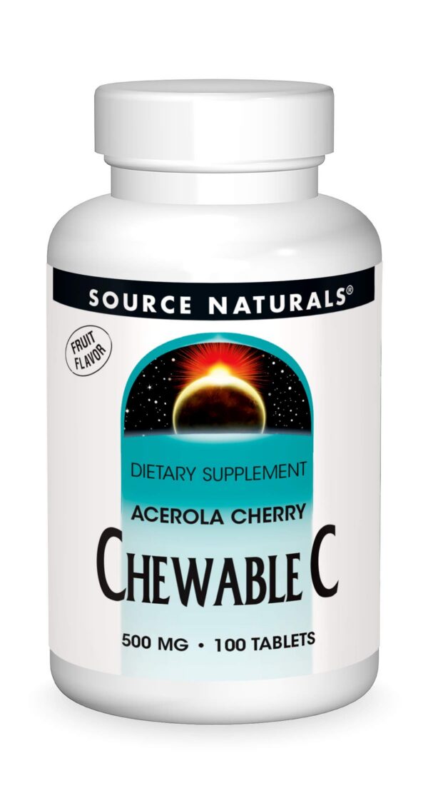 Source Naturals Vitamina C masticable Acerola 500 mg frasco frontal