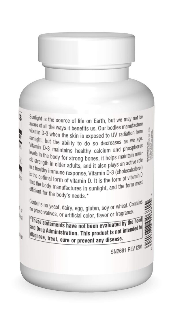 Etiqueta de Source Naturals Vitamina D-3