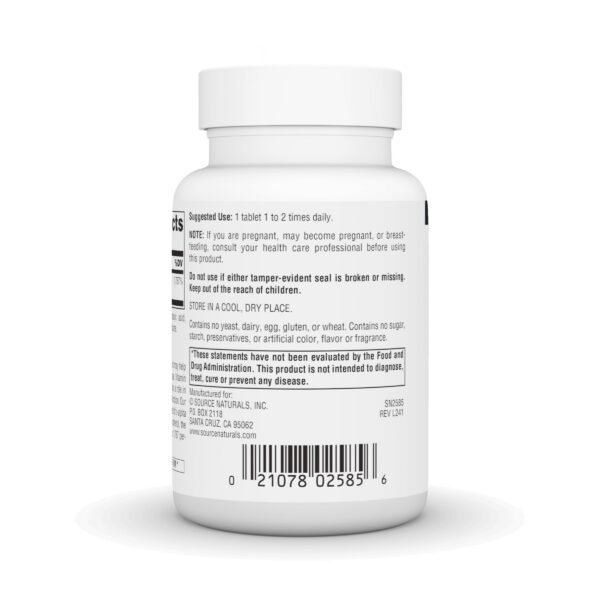 Etiqueta trasera de Source Naturals Vitamina E