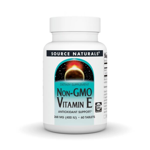 Frente de frasco Source Naturals Vitamina E No-GMO