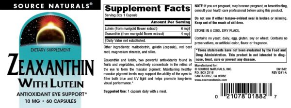 Version 1.0.0 Frasco de Source Naturals Zeaxantina en estante