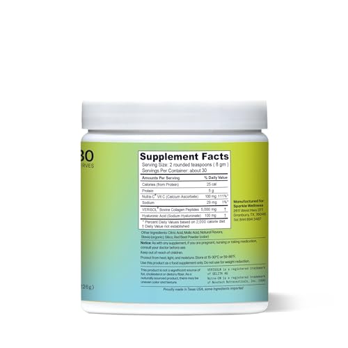 Etiqueta con VERISOL, Vitamina C y porciones