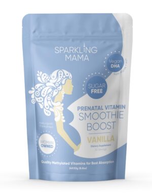 Pastillas y envase de Sparkling Mama prenatales