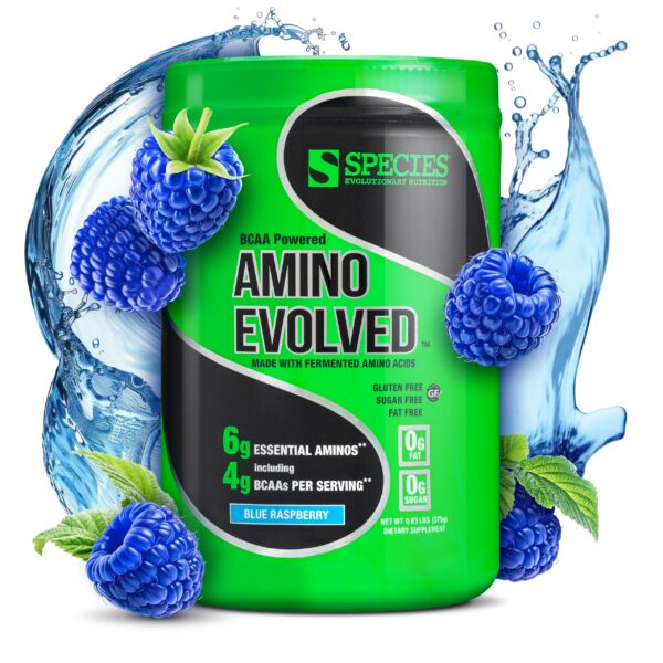 Species Nutrition Amino Evolved EAA BCAA Powder etiqueta frontal