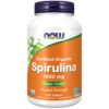 Frasco de Spirulina orgánica NOW Foods 1000 mg doble fuerza