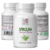 Botella de cápsulas orgánicas de espirulina 500mg para soporte cerebral