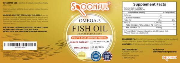 Etiqueta trasera Spoonful Omega 3 mini cápsulas