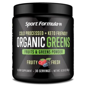 Sport Formula 99 polvo orgánico greens superalimentos en vaso