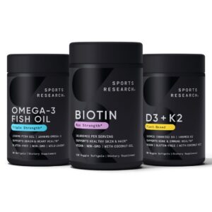 Sports Research Biotina y Omega-3 frente al envase