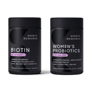 Version 1.0.0 Frasco y etiqueta de Biotina Sports Research