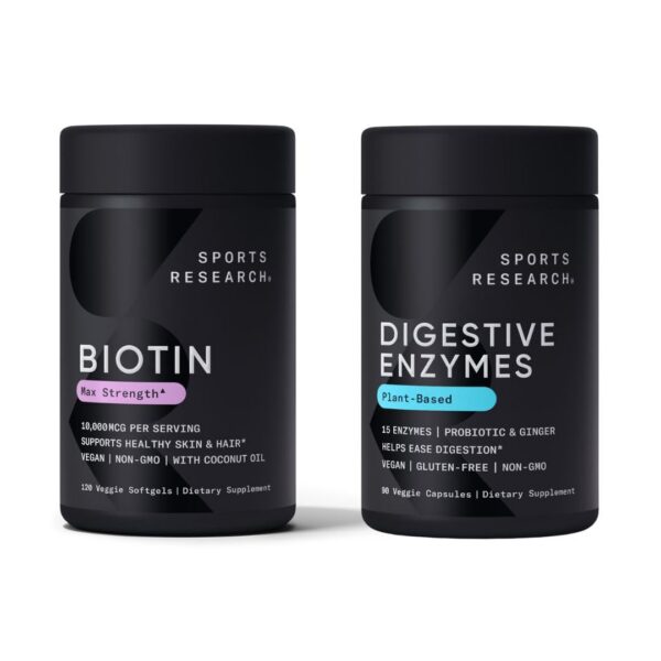 Version 1.0.0 Paquete de biotina y enzimas con probióticos de Sports Research