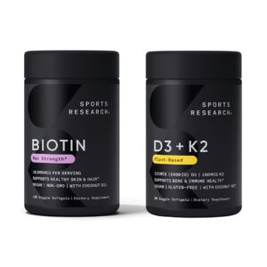 Paquete de biotina y vitaminas D3 K2 de Sports Research