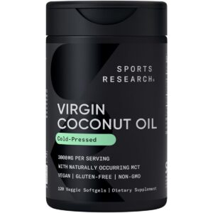 Frasco de Sports Research cápsulas de coco orgánico